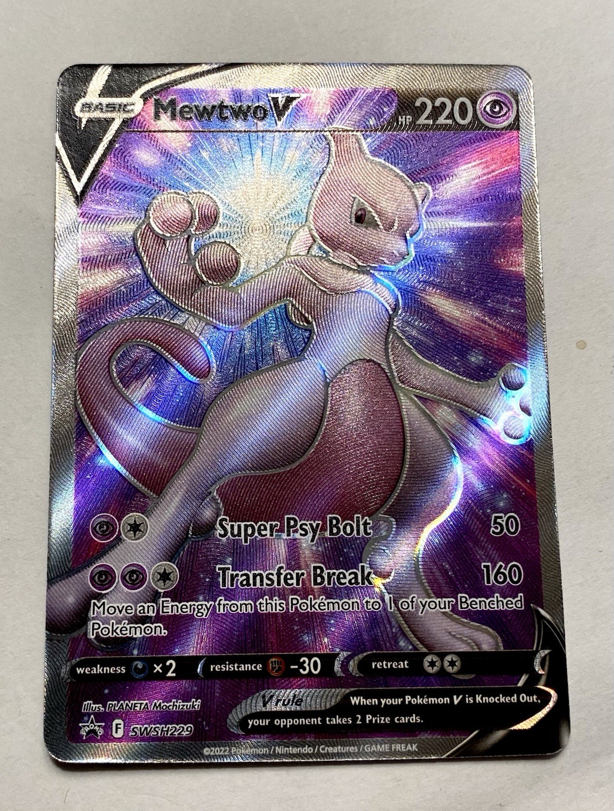 2022 Pokémon Sword & Shield Mewtwo V Full Art Black Star Promo SWSH229