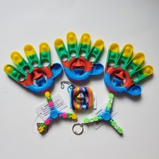 Lot 6 Fidget Toys 3 Hands Squeeze Pop Bubble Snap Sensory Keychain Party Favors