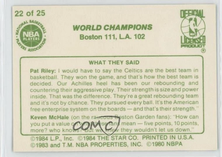 1984 Star Celtics Champs ML Carr #22 - Image 2 of 2