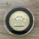 1960 Franklin Half Dollar 50C Uncirculated 90% Silver Coin in Protective Case