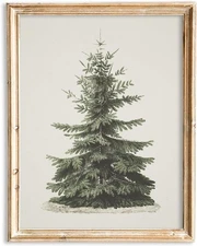 JarThenaAMCS Christmas Canvas Wall Art Print Vintage Xmas Pine Tree 16L x 12W 