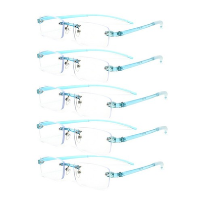 #ad 5 PACK Rimless TR90 Elastic Blue Reading glasses Ultralight Reader 50 to 4.0 $21.99