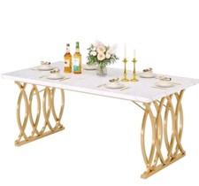 LITTLE TREE Modern Dining Table For 4-6 People, 63" Large Rectangular Kitchen Ta