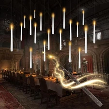 20PCS Floating LED Taper Candles with Wand Remote Halloween Hanging Party Decor