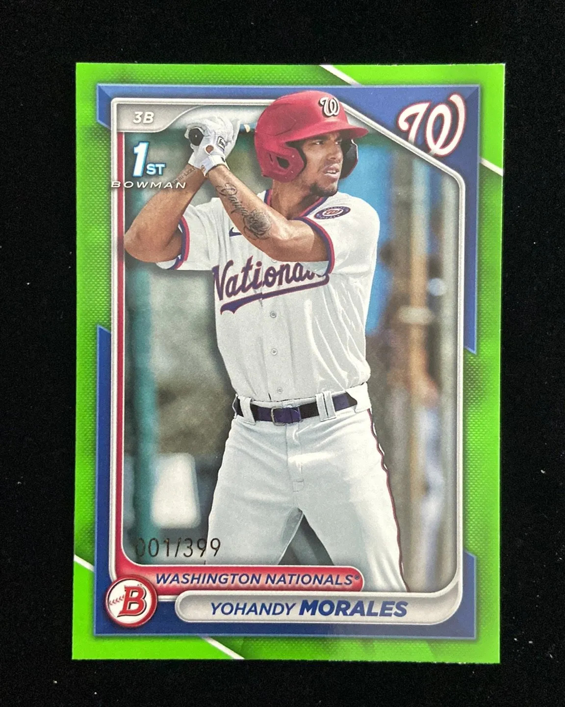 2024 Bowman 1st Prospects Neon Green #BP-52 Yohandy Morales 001/399 Nationals HD