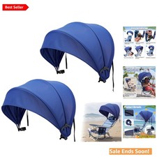 Extra Large Blue Foldable Beach Chair Sun Shade with Adjustable Clamp for Out...