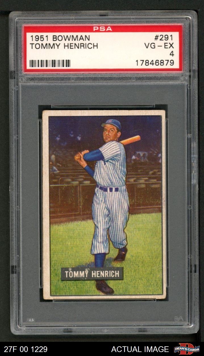 1951 Bowman #291 Tommy Henrich Yankees PSA 4 - VG/EX