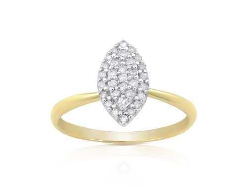 Forever Bride Fine Jewelry 10K Yellow Gold .20 TCW Marquise Diamond Cluster Ring - Picture 17 of 24