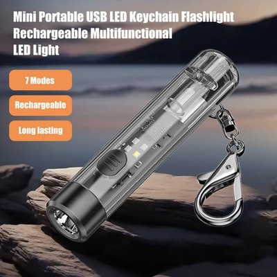 Mini Portable USB LED Flashlight Keychain Rechargeable Multifunctional LED Light