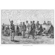 WAR IN EGYPT Egyptian Infantry in Camp - Antique Print 1882