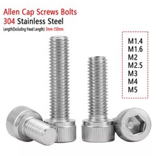Tornillos Allen M1.4-M5 Tornillos de tapa 304 Acero inoxidable Tornillo de enchufe Cabeza hexagonal DIN 912