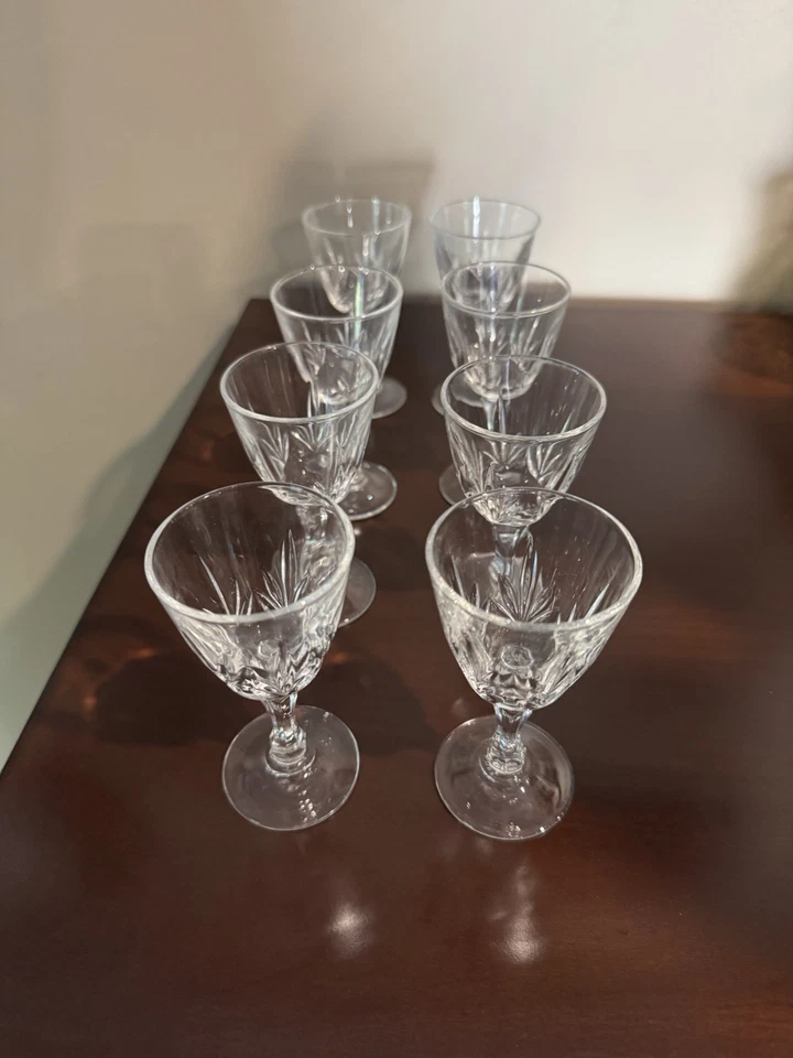 8x Vintage French Crystal Clear Glass Water Goblet 4" 40ml 1.3oz - Image 3 of 3