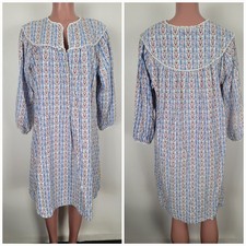 Lanz of Salzburg Nightgown Womens Large Classic Open Neck Soft Flannel Floral ..