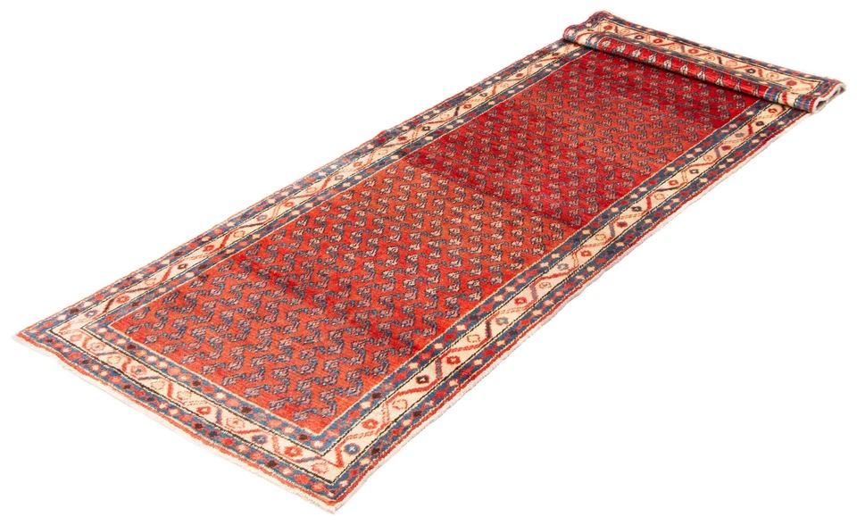 3'3" x 10'3" Vintage Hand-knotted Runner Rug Traditional Oriental Wool Carpet - Image 4 of 4
