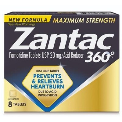 2x Zantac 360 Maximum Strength 20mg Acid Reducer Heartburn Relief Tablets Lot 8c