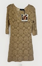 NWT Minkpink Natural Crochet Mini Dress Open Knit $128 Reduced Bodycon Large