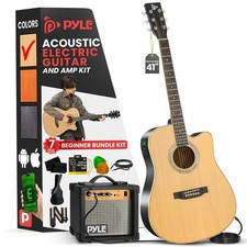Pyle 40” Inch 6-String Electric Acoustic Guitar -W/Digital Tuner & Accessory Kit