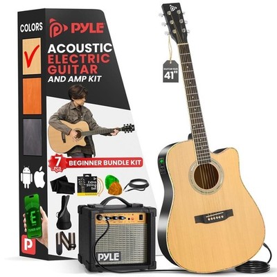 Pyle 40” Inch 6-String Electric Acoustic Guitar -W/Digital Tuner