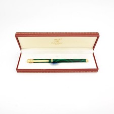 Rara penna stilografica vintage Must de Cartier Trinity lacca malachite