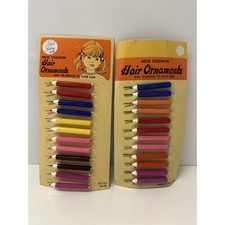 VINTAGE NEW 1980's Pencil Hair Bobby Pins Barrettes On Card - Two Sets 2722