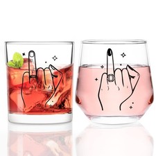 Futtumy Ring Finger Wine Glasses and Whisky Glasses, Wedding Gifts for Couples,
