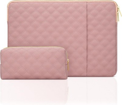 Elegant Pink 14 Inch Laptop Sleeve Case with Pocket for MacBook Pro M1 M2 M3 M4