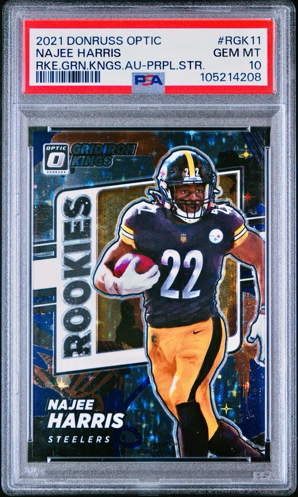 Najee Harris Panini Donruss Optic Rookie Gridiron Kings Autographs #RGK11 Purple Stars