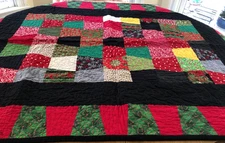 Christmas Quilted Table Runner/Throw, Reversable, Signed 39 x 63.5