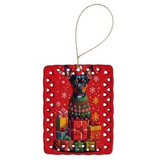 Miniature Pinscher Christmas Dog Porcelain Ornament