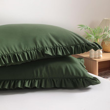Ruffled Pillow Shams Standard 20x26 Set of 2 Brushed Microfiber Pillowcases with