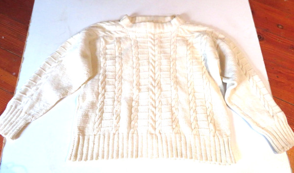 COUNTRY KNITS Ladies Ivory Pure Wool Cable Knit JUMPER - Sz.14