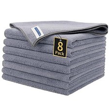 Grey Microfiber Cloth - Premium Towels - Lint-Free - 8 Pack - Grey