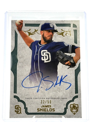James Shields Auto   (Auto) - 2015 Topps Supreme, /50   Padres, Card #SA-JSS