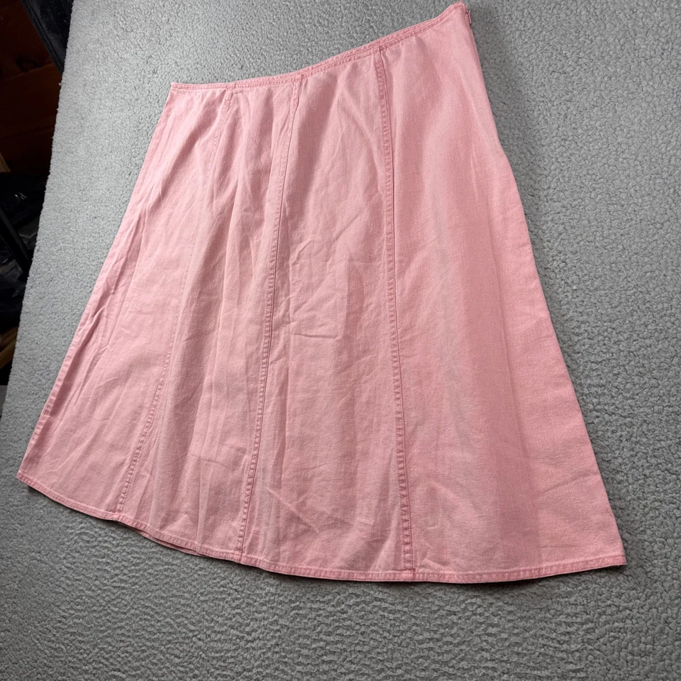 Falda Orvis para mujer 20 midi cremallera lateral rosa mezcla de lino Lagenlook minimalista femenina Foto 2 de 4