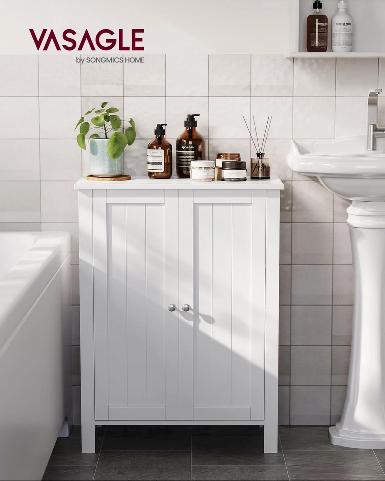 Mueble de almacenamiento de piso de baño VASAGLE, unidad con 2 estantes ajustables, Foto 2 de 4