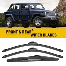 Set of 3 Front & Rear Wiper Arm & Blade For 2000-2022 Jeep Wrangler 4L0955425
