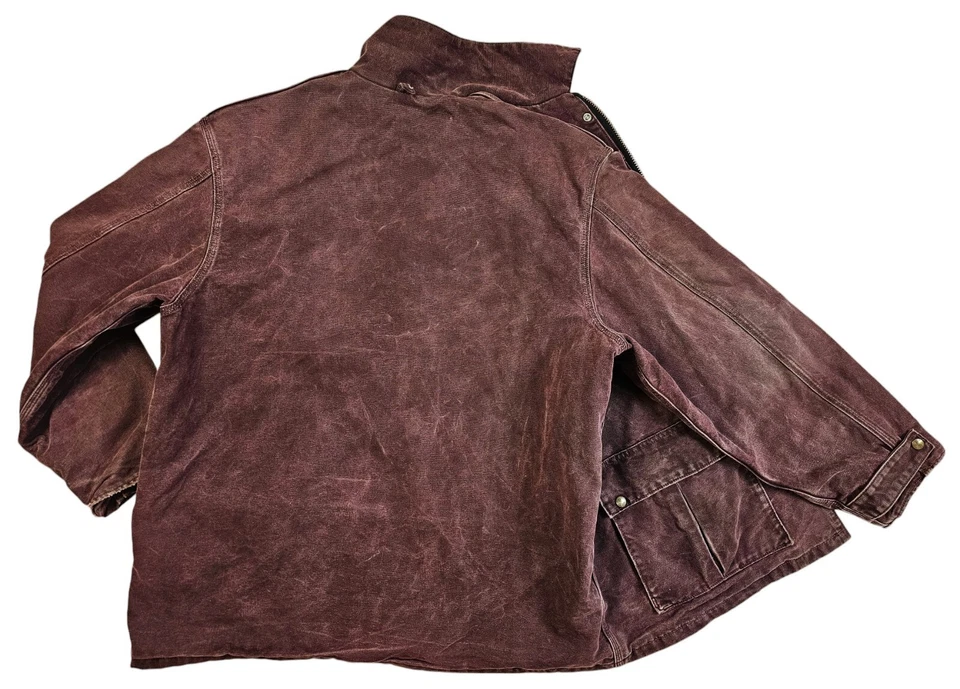 LO ÚLTIMO DE COLECCIÓN Hombres EE. UU. CARHARTT C10BRG ROPA DE TRABAJO MANTA FORRADA LONA BORGOÑA Chaqueta XL Foto 4 de 4