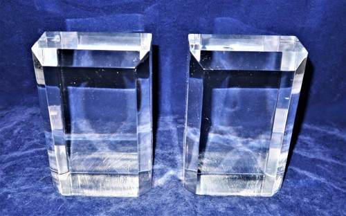 Ritts Astrolite Mid Century Modern Clear Display Lucite Acrylic Bookends, 6" - Afbeelding 1 van 4