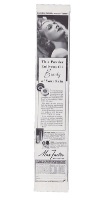 1940 Print Ad Max Factor This Powder Enlivens the Beauty of Your Skin Tru-Color