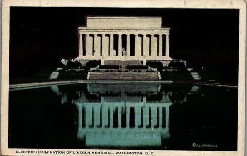 c1930 WASHINGTON DC. LINCOLN MEMORIAL ELEKTRISCHE BELEUCHTUNG POSTKARTE 26-161 - Bild 1 von 2