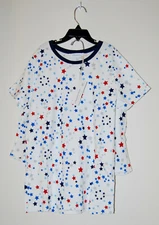 NWT The Company Store Women's Blue Red Stars SS 2pc Short Pajama Set sz XS  S  M