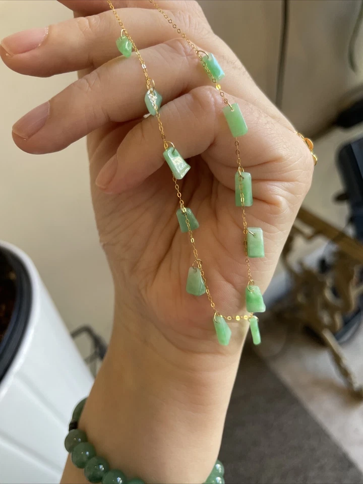 ¡Jadeíta verde helada Birmania grado A certificada con oro de 18 quilates!¡蘋果綠! Foto 2 de 4