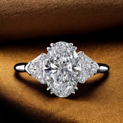 Lab Created IGI 2,80 Ct Ovalschliff Diamant Verlobungsring 18 K Weißgold