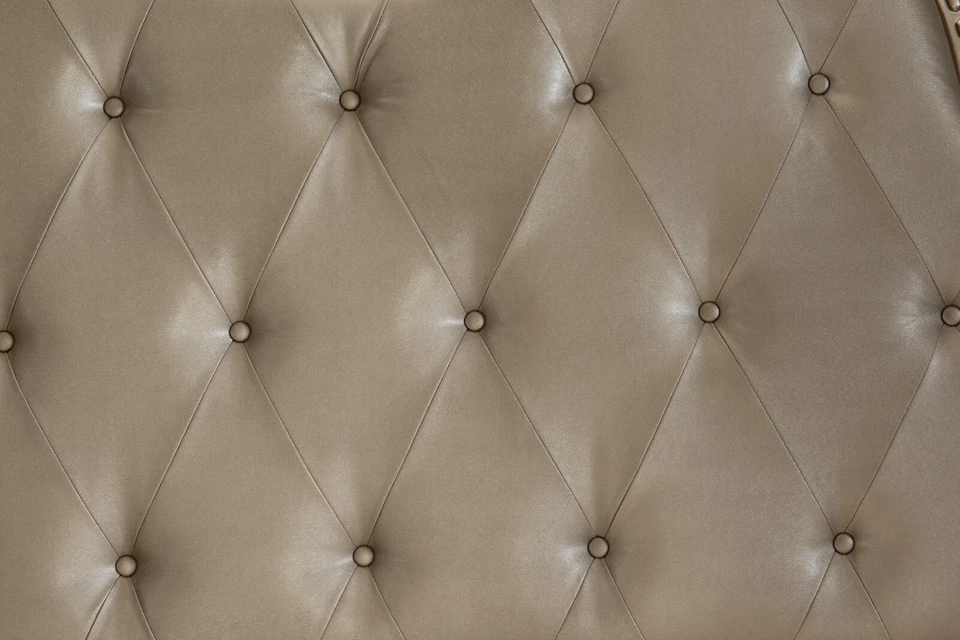 IMPRESIONANTE MUEBLE DE DORMITORIO CAMA TRINEO TAPIZADO CUERO SINTÉTICO ORO PLATA KING Foto 3 de 4