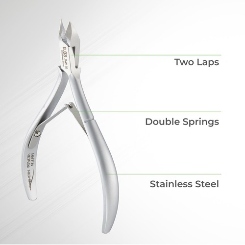 Forbici Taglia Cuticole Acciaio Inox Premium Doppia Molla Ganascia 14 Qualità - Foto 3 di 7