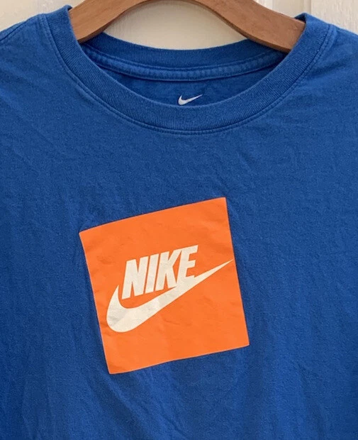 Nike Orange Futura Box Blue Men s Blue T Shirt Size S