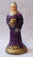 VTG MID CENTURY PURPLE WISE MAN KING CHALK CHRISTMAS NATIVITY FIGURINE