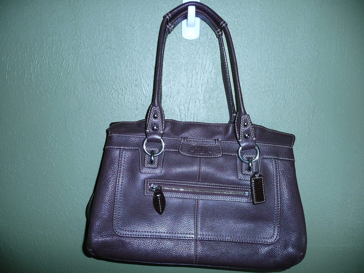 COACH Penelope Leather Shopper F14686 Dark Brown Leather