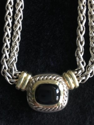 David Yurman 14K YG 925 SS Black Onyx Albion Double Wheat