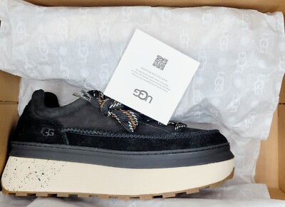 UGG Marin Lace Platform Sneaker Women's Sz Black/Cream NIB